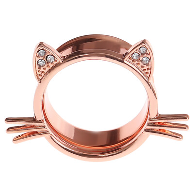 

1 Pair 6-25mm Stainless Steel Diamond Cat Style Ear Tunnels Plugs Expander Ear Piercing Flesh Tunnel