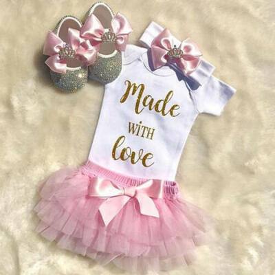 

Newborn Kids Baby Girl Romper Outfit Tutu Skirt Dress Cake Smash Party Headband