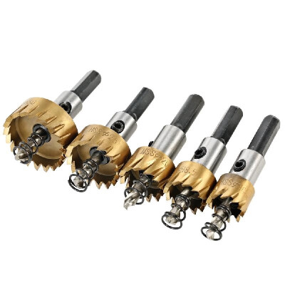 

5PCS High Speed Steel Hole Saw Cutter Tool Saw Tooth HSS 6542 Titanium Coated Drill Bits Set 16185202530mm Power Drilling Too