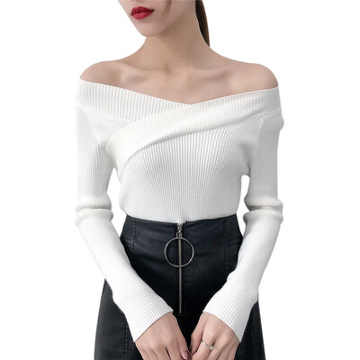 

Women Sexy V-Neck Sweater Long Sleeves Pullover Autumn Winter Shirt Fashion Jumper