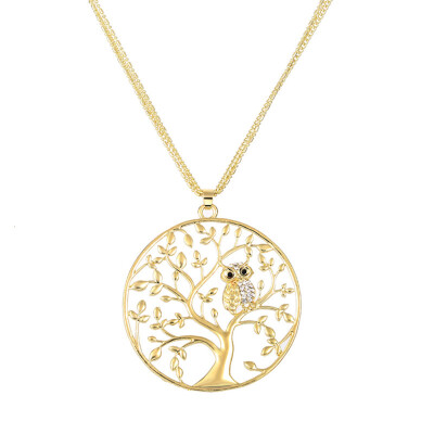 

Owl Pendant Necklace Women Fashion Crystal Long Pendant Necklace Life Tree Necklace Jewelry Accessory