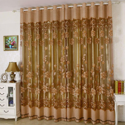 

Gobestart Leaves Sheer Curtain Tulle Window Treatment Voile Drape Valance 1 Panel Fabric
