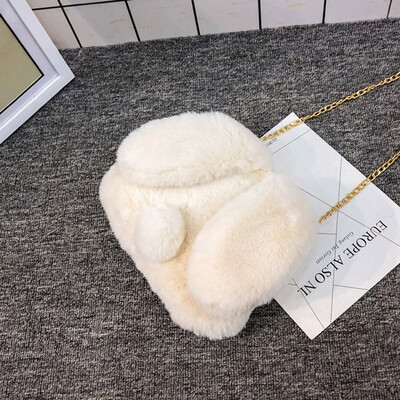 

Tailored Fashion Women Plush Rabbit Fanny Pack Crossbody Bag Chain Bags Casual Winter Bag