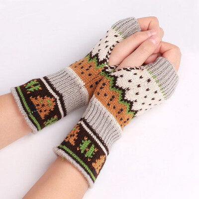 

New Male Female Fingerless Knitted Gloves Winter Warm Long Arm Warmer Mittens Xmas Deers