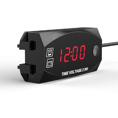 

Multifunction 6V-30V 2 in 1 Voltmeter for Motorcycle Electric Vehicle Time Clock with Digital Display Panel Waterproof Timer