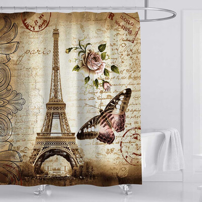 

Gobestart New Waterproof Shower Curtain with 12 Hooks 3D Printed Bathroom Polyester