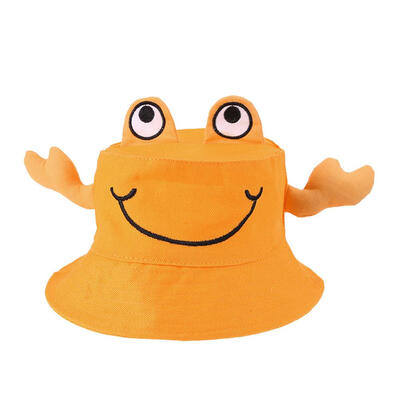 

3D Cartoon Crab Spring Solid Color Bucket Caps Girls Boys Fisherman Sun Hat
