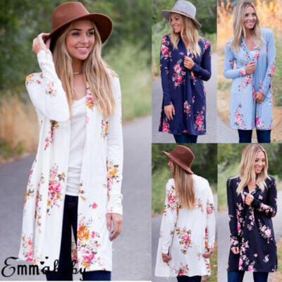 

US Womens Loose Long Sleeve Cardigan Leopard Kimono Tops Blouse Coat Jacket
