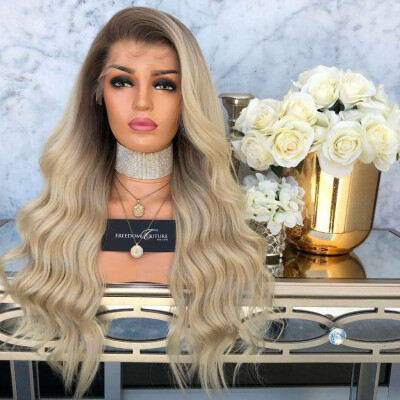 

〖Follure〗Sexy Natural Curly Lace Front Synthetic Wig Fashion Women Gradient Long Wigs