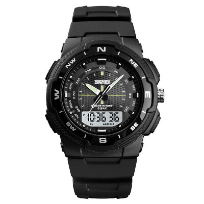 

SKMEI 1454 Men Analog Digital Electronic Watch Fashion Casual Outdoor Sports Male Wristwatch 3 Time Display Alarm Stopwatch 5ATM W