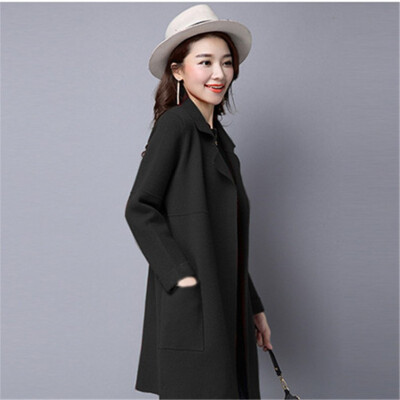 

The 2018 autumn dress new womens knitted cardigan womens long style overcoat show thin spring&autumn big sweater coat