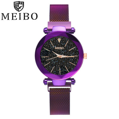 

Gobestart MEIBO Quartz Stainless Steel Band Magnet Buckle Starry Sky Analog Wrist Watch