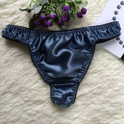 

Mens Silk Sexy Soft Briefs Thong T-back Bulge Pouch Bikini Underpants Underwear