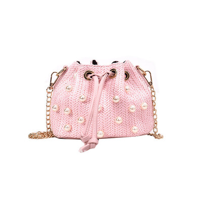 

Tailored National Wind Straw Bag 2019 New Chain Woven Shoulder Bag Pearl Messenger Bag