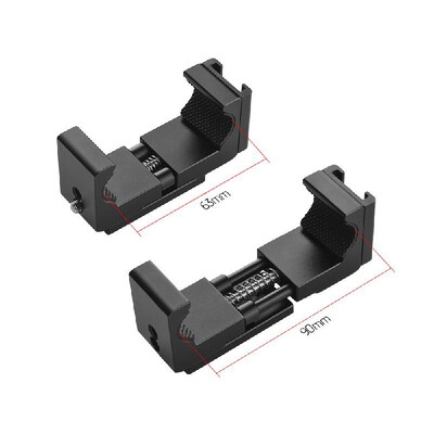 

Q12 Adjustable Aluminum Alloy Phone Holder Clip 14" Screw Holes with Cold Shoe Socket for iPhone Samsung Huawei Xiaomi 63-90mm Wi