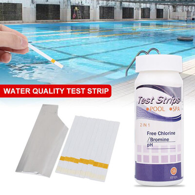 

〖Follure〗50pcs 2 in 1 Acid Water Hardness Swimming Pool Spa Chlorine Test Strip