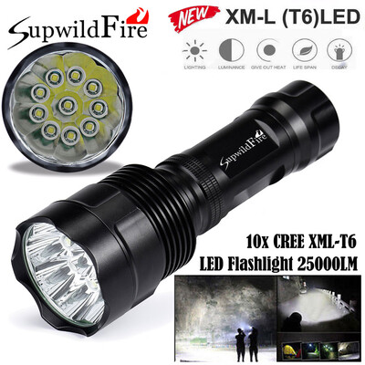 

Saidsome Super Bright 25000Lm 10x XM- T6 LED 5-Mode 18650 Flashlight Torch Light Lamp flashlight lamp