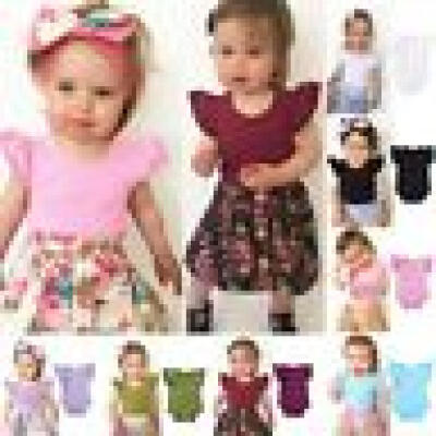 

Newborn Kids Baby Girls Cotton Romper Bodysuit Flying Ruffle Sleeve Tops Outfits