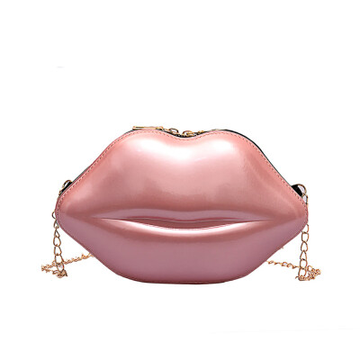 

Sexy Lips Shaped Shoulder Bag Women PU Leather Chain Handbag Purse Clutch Bags Small Crossbody Bag Bolsa T20