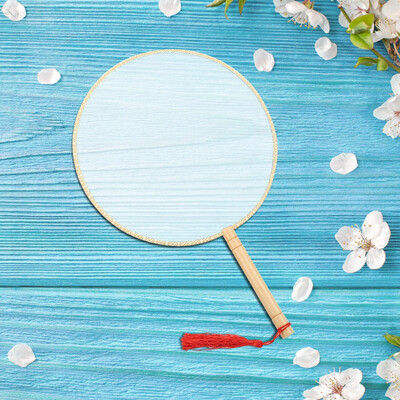 

Greensen Chinese Vintage Royal Court Round Hand Held Fan DIY Art Painting Gift White Royal Court Fan