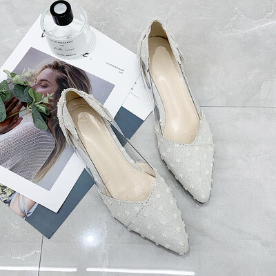 

Single shoe female 2019 new summer fairy wind Joker pointed net red transparent with thick heel late grandma shoes autumn