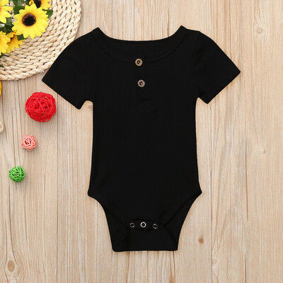 

Newborn Baby Boy Girl Solid Short Sleeve Romper Bodysuit Outfits Clothes Summer
