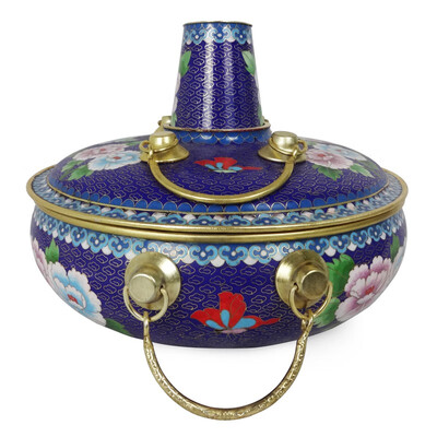 

Zhangyitong Cloisonne Drum Electromagnetic Pot Blue Peony 5293