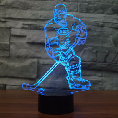 

7 Colors Hockey Player 3d Illusion Lamp Decoration Light LED For Table Desk Night Lights With USB Cable