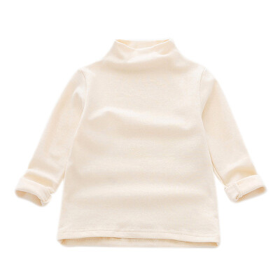 

Warm Children Girls Fashion Casual All-match Solid Color Long Sleeves Turtleneck Cotton Bottoming Shirt