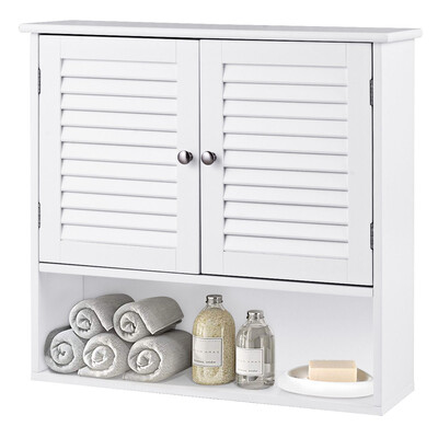 

Double Doors Shelves Bathroom Wall Storage Cabinet