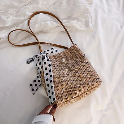 

Fashion wild bow shoulder bag female Sen temperament handbag bag 2019 new casual simple woven bag