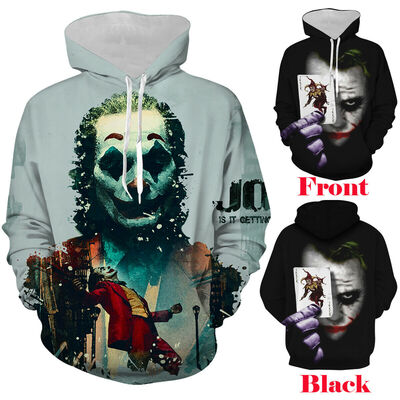 

Mens Clown Sweater Joker Pullover Hoodie Sweatshirt Hooded Coat Tops -3XL