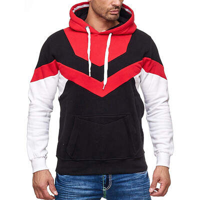 

Toponeto Fashion Men Autumn Winter Print Sportswear Patchwork Pullover Long Sleeve Blouse