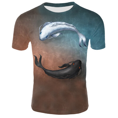 

Fashion Men Short Sleeve Tshirt 3D Printed Fish Pattern Design Summer Tees Tops