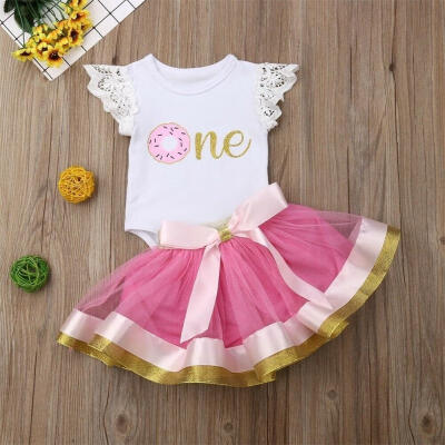 

Newborn Toddler Baby Girl Romper Playsuit TopTutu Tulle Skirt Outfits Set Dress