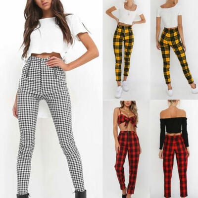 

Womens High Waist Long Slim Sexy Pencil Pants Skinny Casual Zip-up Trousers AU