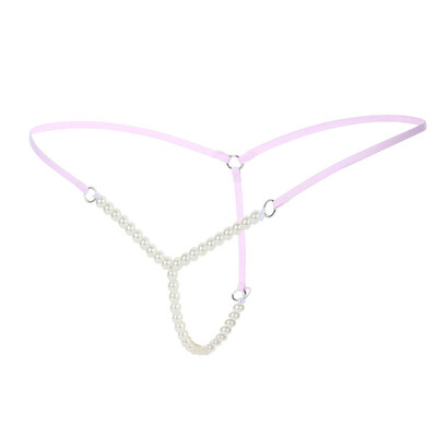 

Toponeto Sexy Women Pearl G-String And Thongs Solid Low Waist Underwear BK
