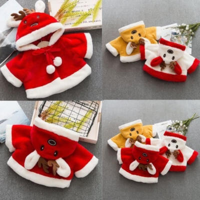

Christmas Cute Baby Kids Girls Boys Autumn Winter Hooded Coat Cloak Jacket Thick Warm Clothes 0-4T