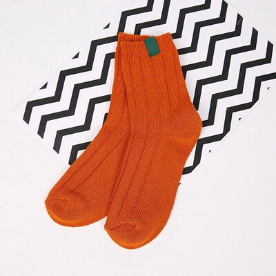 

1Pair Thick Warm Women Socks Solid Color Striped Autumn Winter Cotton Tube Socks