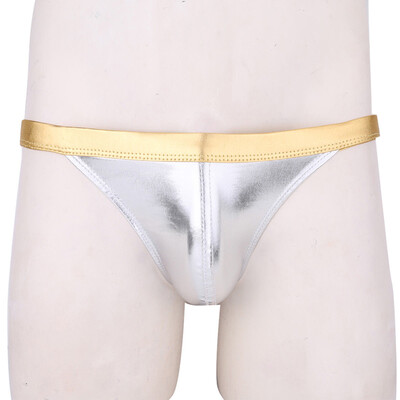 

Mens Sexy Lingerie Briefs Thongs Bulge Pouch Patent Leather Shiny Underpants