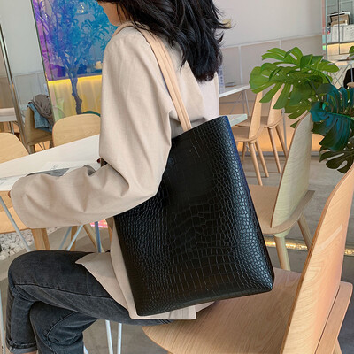 

Bag female bag new 2019 Korean version of the fashion large-capacity one-shoulder bucket bag foreign gas crocodile pattern shopping bag