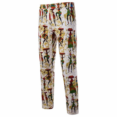 

Gobestart Mens Slim Vintage Ethnic Style Straight Cylinder Pants Business Trousers