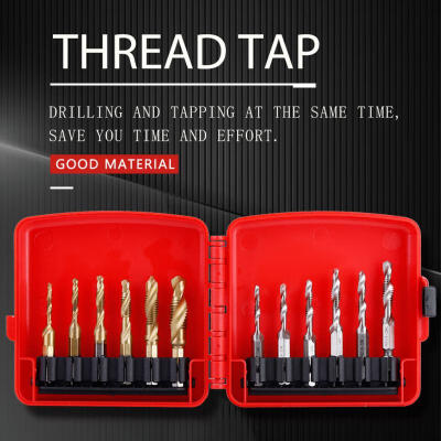 

Greensen 12pcs M3-M10 Hex Shank Titanium Plated HSS Screw Thread Metric & Inch Tap Drill Bits