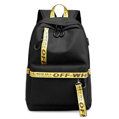 

Casual backpack bag USB charging socket nylon solid color backpack