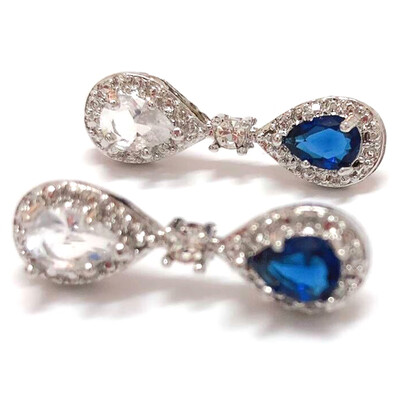 

Blue Crystal Pendant Earrings Womens Jewelry Popular Ear Stud Accessories