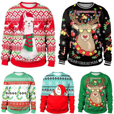 

Womens Christmas Sweater Pullover Long Sleeve Print Shirt Sweatshirt Xmas Jumper