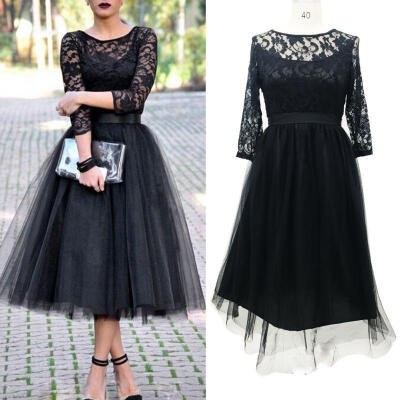 

Women Long Lace Dress Prom Evening Party Cocktail Bridesmaid Wedding Gown
