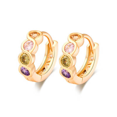 

1 Pair Women Girls Crystal Zircon Stud Earrings Female Colorful Round Circle Earrings Jewelry