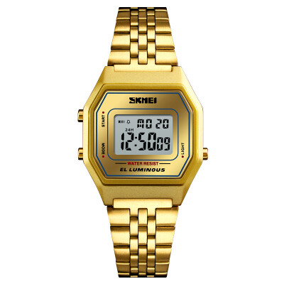 

SKMEI Men\s Sport Waterproof Golden Stainless Steel Fashion Digital Wrist Watch