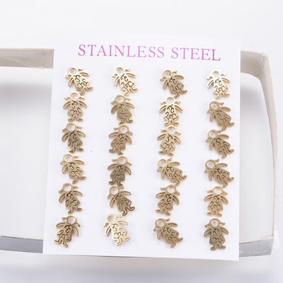 

304 Stainless Steel Ear Studs Girl Golden 10x8x1mm Pin 08mm